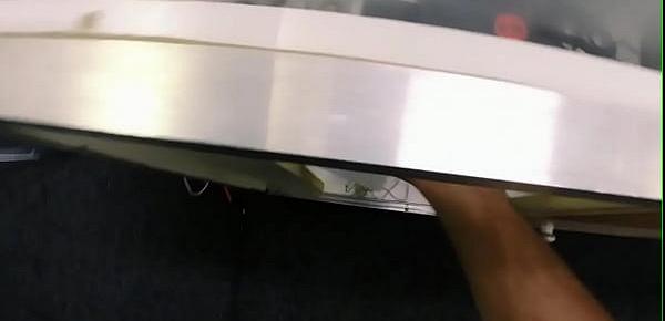 Watch Ebony pawnshop babe sucking pov cock before bent over desk Sex Video