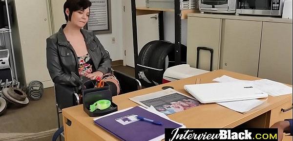 Watch A petite teen with a big booty is riding a huge black dick in an office Sex Video